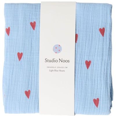 Studio Noos SWADDLE ZAVINOVAČKA Print Large Light Blue Hearts Studio Noos SWADDLE ZAVINOVAČKA Print Large Light Blue Hearts