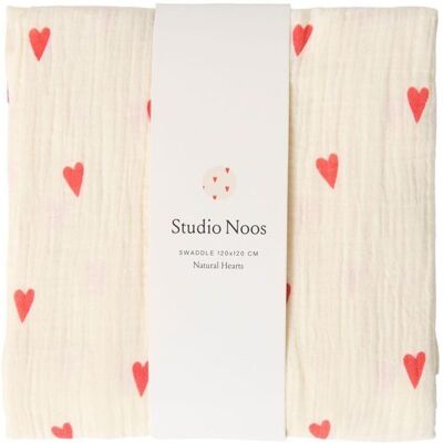Studio Noos SWADDLE ZAVINOVAČKA Print Large Beige Hearts Studio Noos SWADDLE ZAVINOVAČKA Print Large Beige Hearts