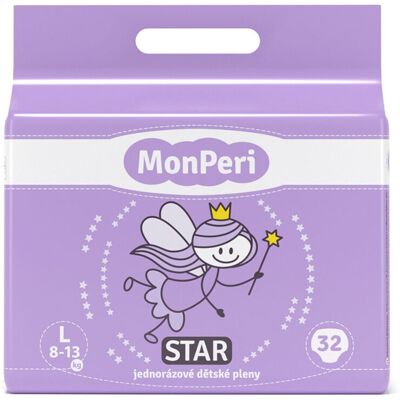 MonPeri STAR L 8-13kg (32ks) hypoalergenní jednorázové dětské pleny vel.4 MonPeri STAR L 8-13kg (32ks) hypoalergenní jednorázové dětské pleny vel.4
