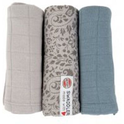 LODGER Swaddler Flower Tribe 3balení 70 x 70 cm Mist LODGER Swaddler Flower Tribe 3balení 70 x 70 cm Mist