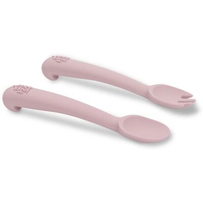 Interbaby SET silikonová LŽIČKA + VIDLIČKA - růžový Interbaby SET silikonová LŽIČKA + VIDLIČKA - růžový