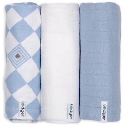 LODGER Swaddler Solid Matcha 3balení 70 x 70 cm Blue Fogg LODGER Swaddler Solid Matcha 3balení 70 x 70 cm Blue Fogg