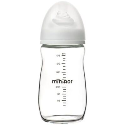 MININOR Skleněná kojenecká lahev 240ml 3m MININOR Skleněná kojenecká lahev 240ml 3m
