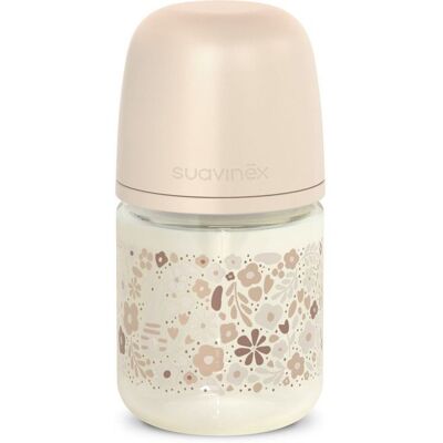 Suavinéx Suavinex Láhev sklo WONDERLAND NEW 120 ml fyziologická SX PRO +0 SF - krémový květ Suavinéx Suavinex Láhev sklo WONDERLAND NEW 120 ml fyziologická SX PRO +0 SF - krémový květ