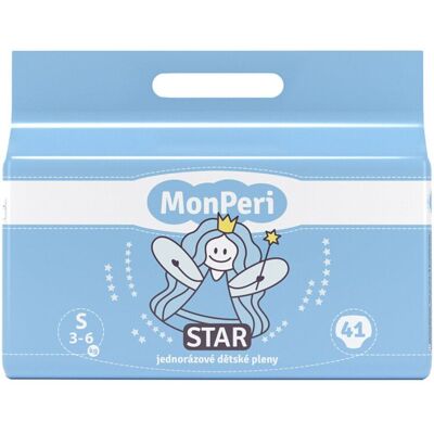 MonPeri STAR S 3-6kg (41ks) hypoalergenní jednorázové dětské pleny vel. 2 MonPeri STAR S 3-6kg (41ks) hypoalergenní jednorázové dětské pleny vel. 2