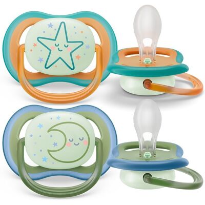 Philips AVENT Šidítko Ultra air noční 18m+ neutral, 2ks Philips AVENT Šidítko Ultra air noční 18m+ neutral, 2ks
