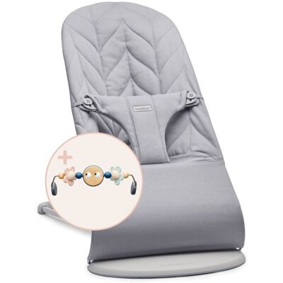 BABYBJÖRN BABYBJORN Lehátko Babybjorn Bouncer Bliss Light Grey Woven Petal s hračkou Googly Eyes Pastel BABYBJÖRN BABYBJORN Lehátko Babybjorn Bouncer Bliss Light Grey Woven Petal s hračkou Googly Eyes Pastel