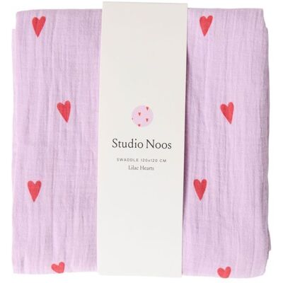 Studio Noos SWADDLE ZAVINOVAČKA Print Large Purple Hearts Studio Noos SWADDLE ZAVINOVAČKA Print Large Purple Hearts
