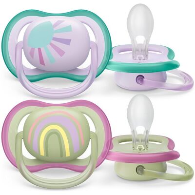 Philips AVENT Šidítko Ultra air Obrázek 0-6m, 2ks - dívka (duha) Philips AVENT Šidítko Ultra air Obrázek 0-6m, 2ks - dívka (duha)