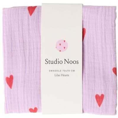 Studio Noos SWADDLE ZAVINOVAČKA Print Medium Purple Hearts Studio Noos SWADDLE ZAVINOVAČKA Print Medium Purple Hearts