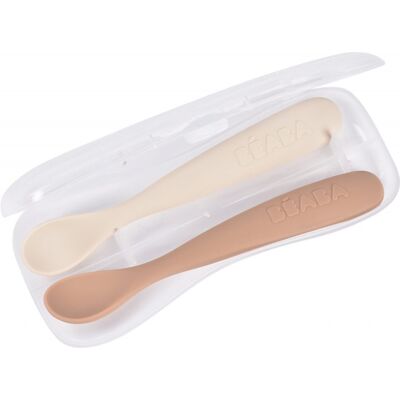 Beaba První lžičky silikonové 2 ks s pouzdrem Clay Praline Beaba První lžičky silikonové 2 ks s pouzdrem Clay Praline