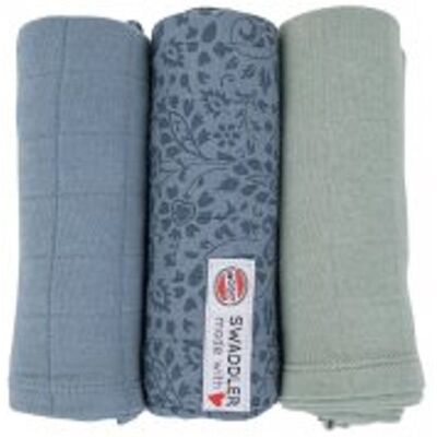 LODGER Swaddler Flower Tribe 3balení 70 x 70 cm Ocean LODGER Swaddler Flower Tribe 3balení 70 x 70 cm Ocean