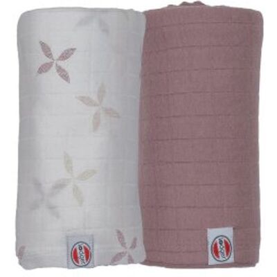 LODGER Swaddler Solid Matcha 2balení 110 x 110 cm Powder/Rose LODGER Swaddler Solid Matcha 2balení 110 x 110 cm Powder/Rose