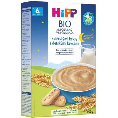 HiPP BIO Mléčná kaše na dobrou noc s dětskými keksy 250g HiPP BIO Mléčná kaše na dobrou noc s dětskými keksy 250g