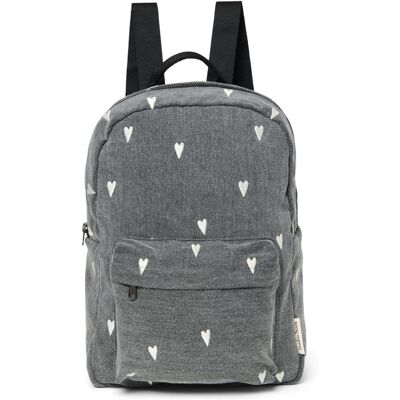 Studio Noos Denim Midi batůžek s přední kaspou Grey Hearts Studio Noos Denim Midi batůžek s přední kaspou Grey Hearts