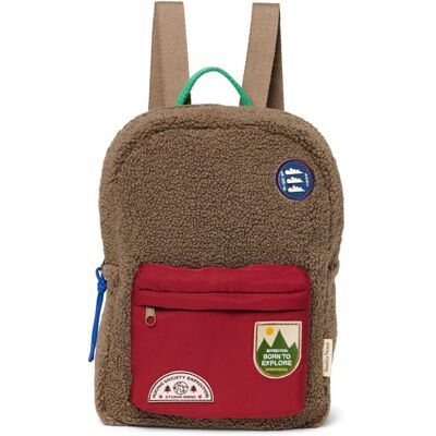 Studio Noos Teddy Midi batůžek s přední kapsou Brown/Burgundy Studio Noos Teddy Midi batůžek s přední kapsou Brown/Burgundy