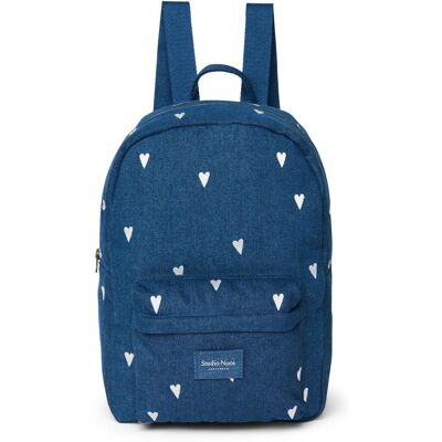 Studio Noos Denim Midi BACKPACK - batůžek Hearts Dark Blue White Hearts Studio Noos Denim Midi BACKPACK - batůžek Hearts Dark Blue White Hearts