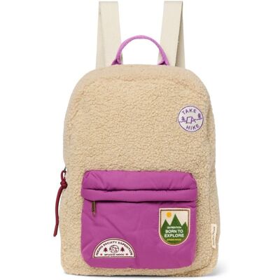 Studio Noos Teddy Midi BACKPACK batůžek s přední kapsou Ecru Purple Studio Noos Teddy Midi BACKPACK batůžek s přední kapsou Ecru Purple