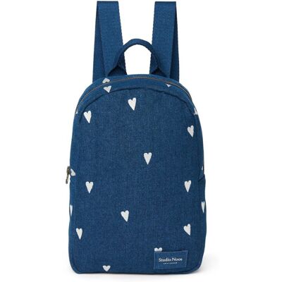 Studio Noos Denim Mini BACKPACK - batůžek Dark Blue White Hearts Studio Noos Denim Mini BACKPACK - batůžek Dark Blue White Hearts