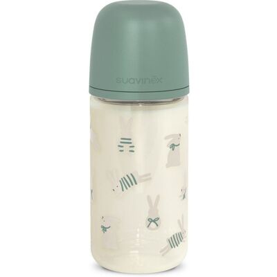 Suavinéx Suavinex Láhev sklo WONDERLAND NEW 240 ml fyziologická SX PRO +3 MF - zelený králík Suavinéx Suavinex Láhev sklo WONDERLAND NEW 240 ml fyziologická SX PRO +3 MF - zelený králík