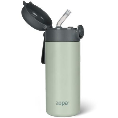 ZOPA Termoska na tekutiny s brčkem a silikonovým držákem 350 ml - Pistacio green ZOPA Termoska na tekutiny s brčkem a silikonovým držákem 350 ml - Pistacio green