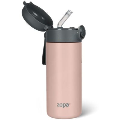 ZOPA Termoska na tekutiny s brčkem a silikonovým držákem 350 ml - Candy pink ZOPA Termoska na tekutiny s brčkem a silikonovým držákem 350 ml - Candy pink