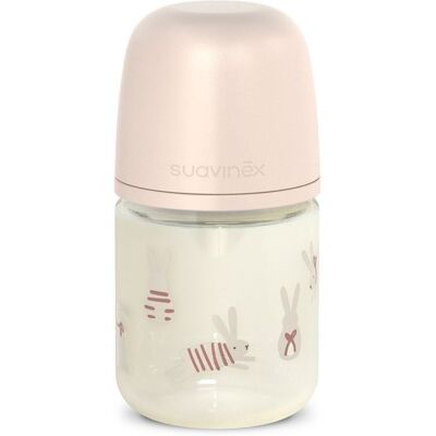 Suavinéx Suavinex Láhev sklo WONDERLAND NEW 120 ml fyziologická SX PRO +0 SF - růžový králík Suavinéx Suavinex Láhev sklo WONDERLAND NEW 120 ml fyziologická SX PRO +0 SF - růžový králík
