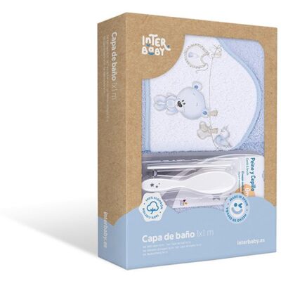 Interbaby Osuška froté PRÁDLO + hřeben - MODRÁ Interbaby Osuška froté PRÁDLO + hřeben - MODRÁ