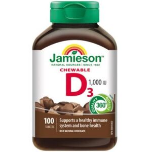 Jamieson Vitamin D3 Žvýkací - Bohatá Čokoládová Příchuť - Vitamíny Jamieson Vitamin D3 Žvýkací - Bohatá Čokoládová Příchuť - Vitamíny