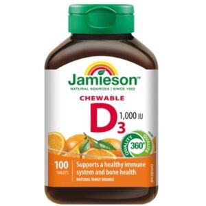 Jamieson Vitamín D3 1000 IU žvýkací tablety - Vitaminy Jamieson Vitamín D3 1000 IU žvýkací tablety - Vitaminy