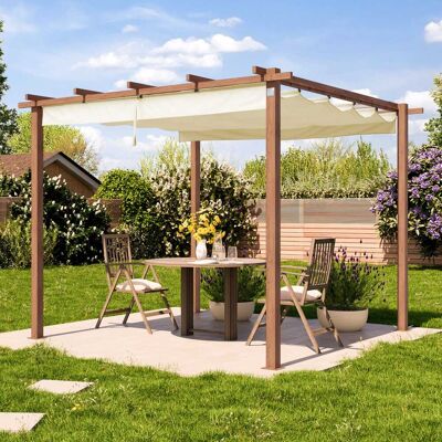 PRIMEYARD Pergola Classic 3x3 m, látková střecha, champagne - (400101) PRIMEYARD Pergola Classic 3x3 m, látková střecha, champagne - (400101)