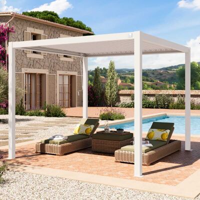 PRIMEYARD Pergola Premium 3x3 m, lamelová střecha, bílá - (400105) PRIMEYARD Pergola Premium 3x3 m, lamelová střecha, bílá - (400105)