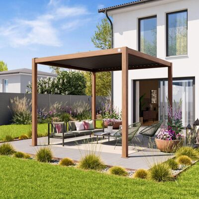 PRIMEYARD Pergola Premium 3x3 m, lamelová střecha, imitace dřeva - (400106) PRIMEYARD Pergola Premium 3x3 m, lamelová střecha, imitace dřeva - (400106)
