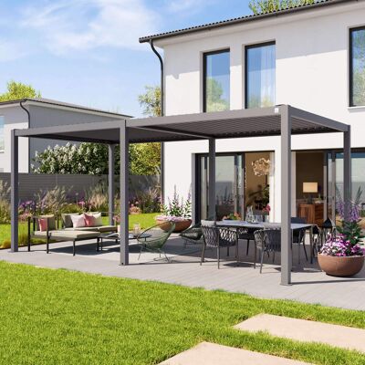 PRIMEYARD Pergola Premium 3x6 m, lamelová střecha, perlově šedá - (400110) PRIMEYARD Pergola Premium 3x6 m, lamelová střecha, perlově šedá - (400110)