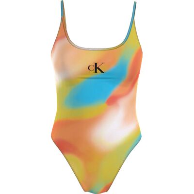 Dámské jednodílné plavky SCOOP ONE PIECE-PRINT KW0KW02086 0G0 oranžovožluté - Calvin Klein 3XL Dámské jednodílné plavky SCOOP ONE PIECE-PRINT KW0KW02086 0G0 oranžovožluté - Calvin Klein 3XL