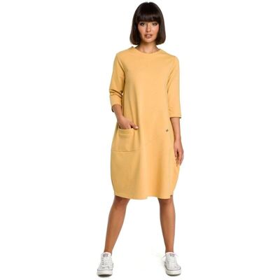 Dámské šaty B083 - BEwear M hořčicová Dámské šaty B083 - BEwear M hořčicová