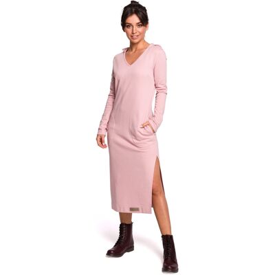 Dámské šaty B128 - BEwear 44/2XL pudrovo-růžová Dámské šaty B128 - BEwear 44/2XL pudrovo-růžová