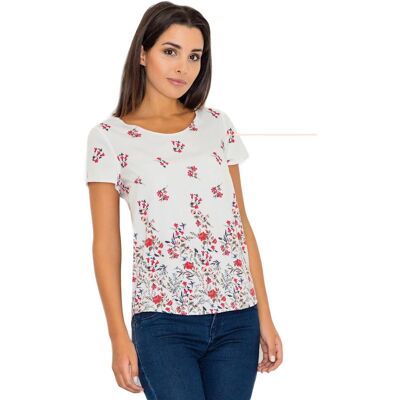 Dámská halenka M540 - Figl bílá s květinovým vzorem 40/L Dámská halenka M540 - Figl bílá s květinovým vzorem 40/L