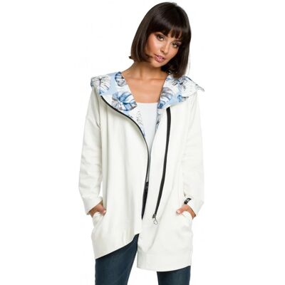 BeWear Dámská mikina s kapucí nadměrné velikosti na zip B091 ecru - Be Wear S/M BeWear Dámská mikina s kapucí nadměrné velikosti na zip B091 ecru - Be Wear S/M