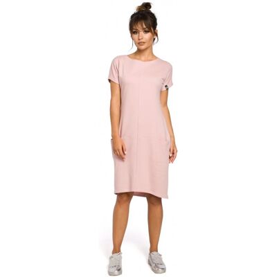 Dámské šaty B050 Pudrové růžová - BeWear pudrovo-růžová S-36 Dámské šaty B050 Pudrové růžová - BeWear pudrovo-růžová S-36