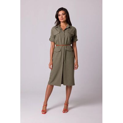 Dámské šaty B258 olivové - BeWear S Dámské šaty B258 olivové - BeWear S