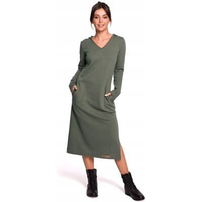 Dámské šaty B128 Khaki tmavě zelená - BEwear M khaki-tm.Zelená Dámské šaty B128 Khaki tmavě zelená - BEwear M khaki-tm.Zelená