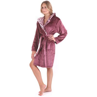 Dámský župan Flora s kapucí 4856 4853 krátký vínový - Vestis M Dámský župan Flora s kapucí 4856 4853 krátký vínový - Vestis M