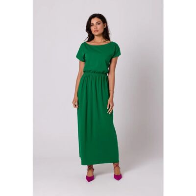 BeWear B264 Maxi šaty s elastickým pasem - zelené EU S BeWear B264 Maxi šaty s elastickým pasem - zelené EU S