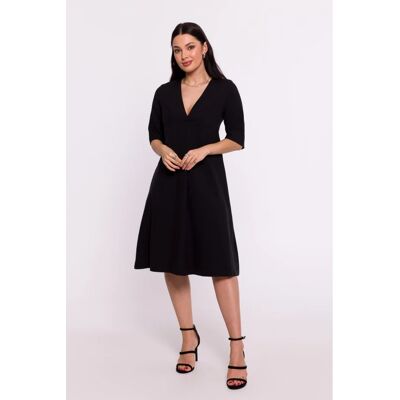 BeWear B280 Trapézové šaty s výstřihem do V - černé EU XL BeWear B280 Trapézové šaty s výstřihem do V - černé EU XL