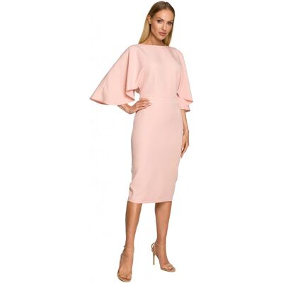 Moe M700 Pouzdrové šaty s kimonovými rukávy - pudrové EU XL Moe M700 Pouzdrové šaty s kimonovými rukávy - pudrové EU XL