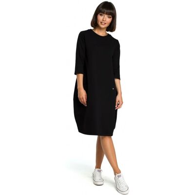 BeWear B083 Oversized šaty s přední kapsou - černé EU XXL BeWear B083 Oversized šaty s přední kapsou - černé EU XXL