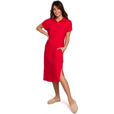 BeWear B222 Safari šaty s kapsami s klopou - červené EU XXL BeWear B222 Safari šaty s kapsami s klopou - červené EU XXL