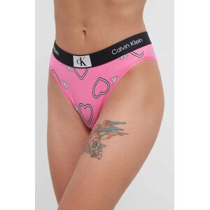 Dámské kalhotky 000QF7480E KCC růžové se srdíčky - Calvin Klein S Dámské kalhotky 000QF7480E KCC růžové se srdíčky - Calvin Klein S