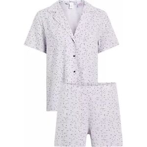 Dámské pyžamo WOVEN SHORT SET 000QS6967E LNU sv. fialové - Calvin Klein L Dámské pyžamo WOVEN SHORT SET 000QS6967E LNU sv. fialové - Calvin Klein L